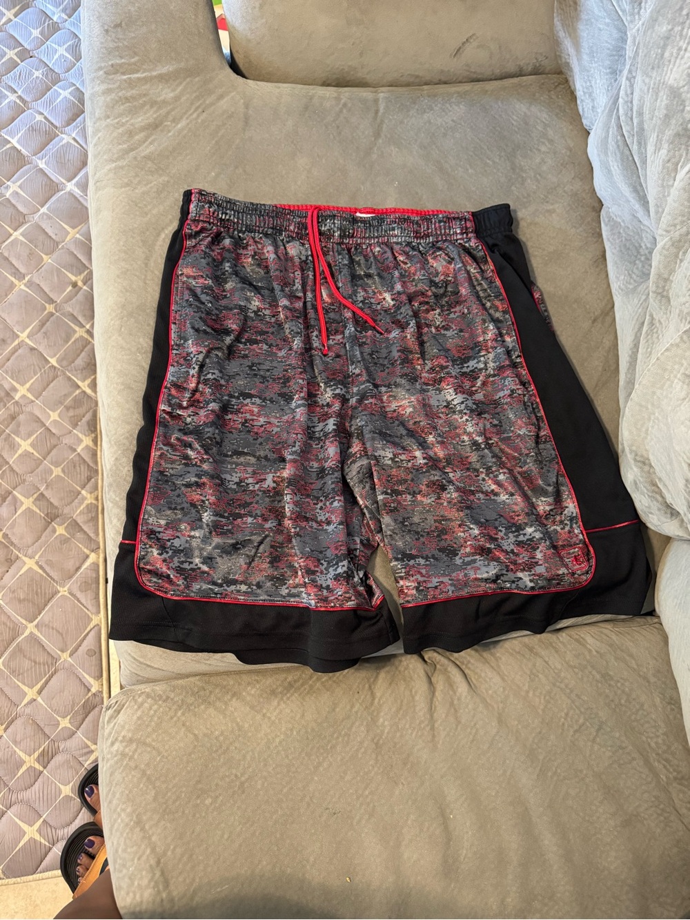 AND1 Red and Black Camo Athletic Shorts